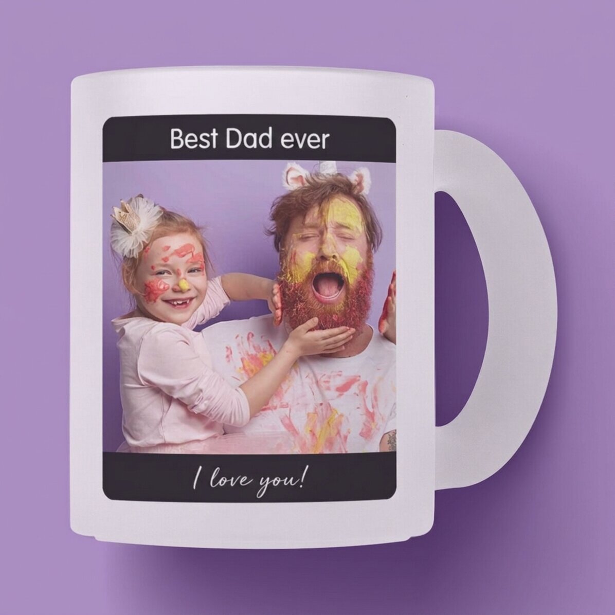 Taza de vidrio mate personalizada con texto y foto - Mi héroe