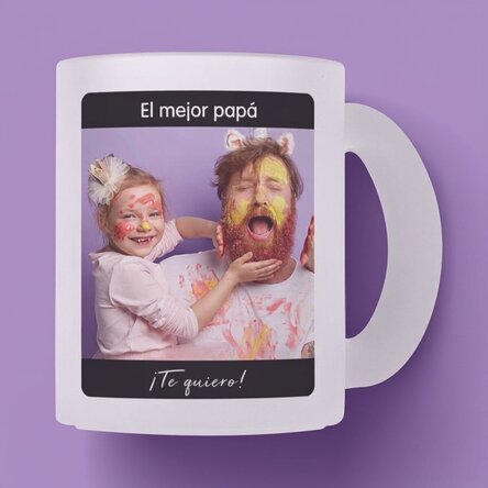 Taza de vidrio mate personalizada con texto y foto - Mi héroe