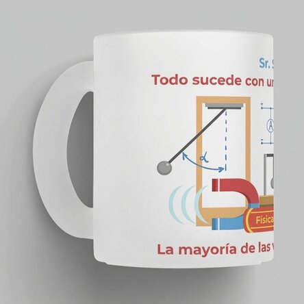 Taza de cristal mate personalizada con mensaje: «Profesor de Física»