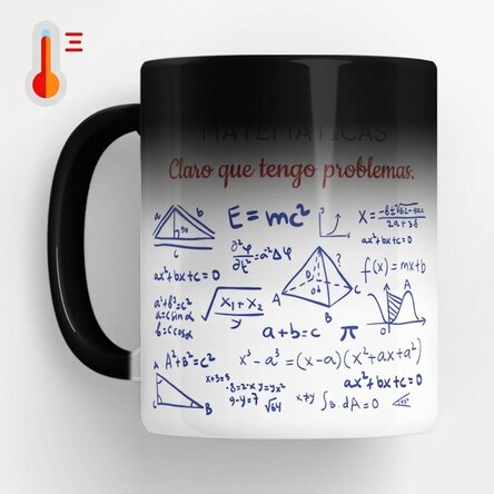 Taza termosensible personalizada con mensaje: «Profesor de matemáticas»