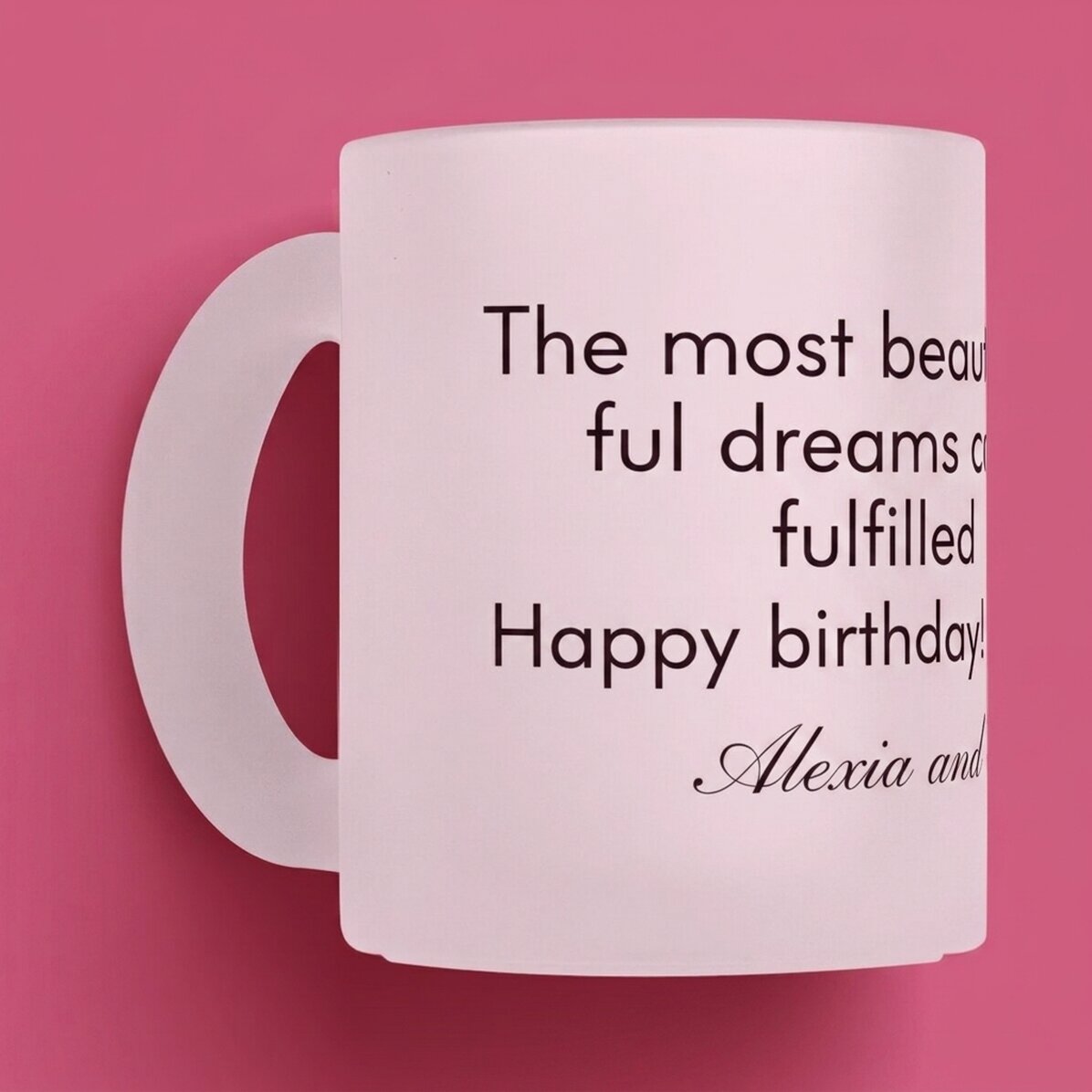 Taza de cristal mate personalizada con texto: un mensaje para tus seres queridos