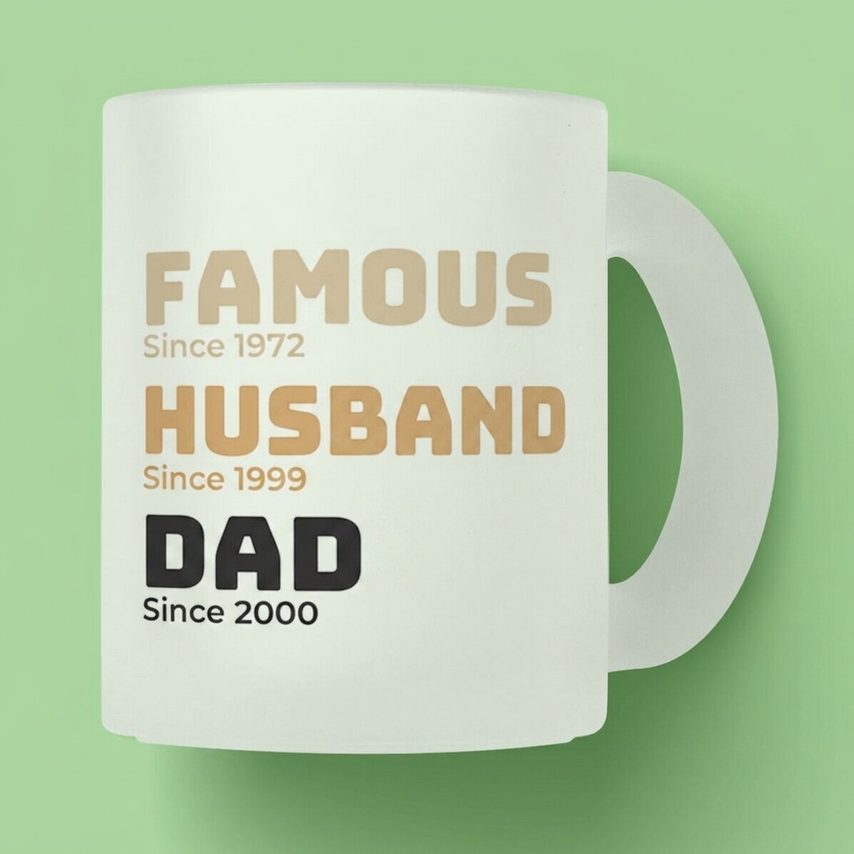 Taza de cristal mate personalizada con texto: «La historia de mi padre»