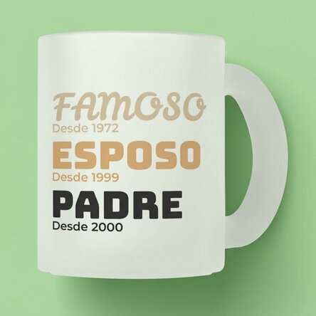 Taza de cristal mate personalizada con texto: «La historia de mi padre»