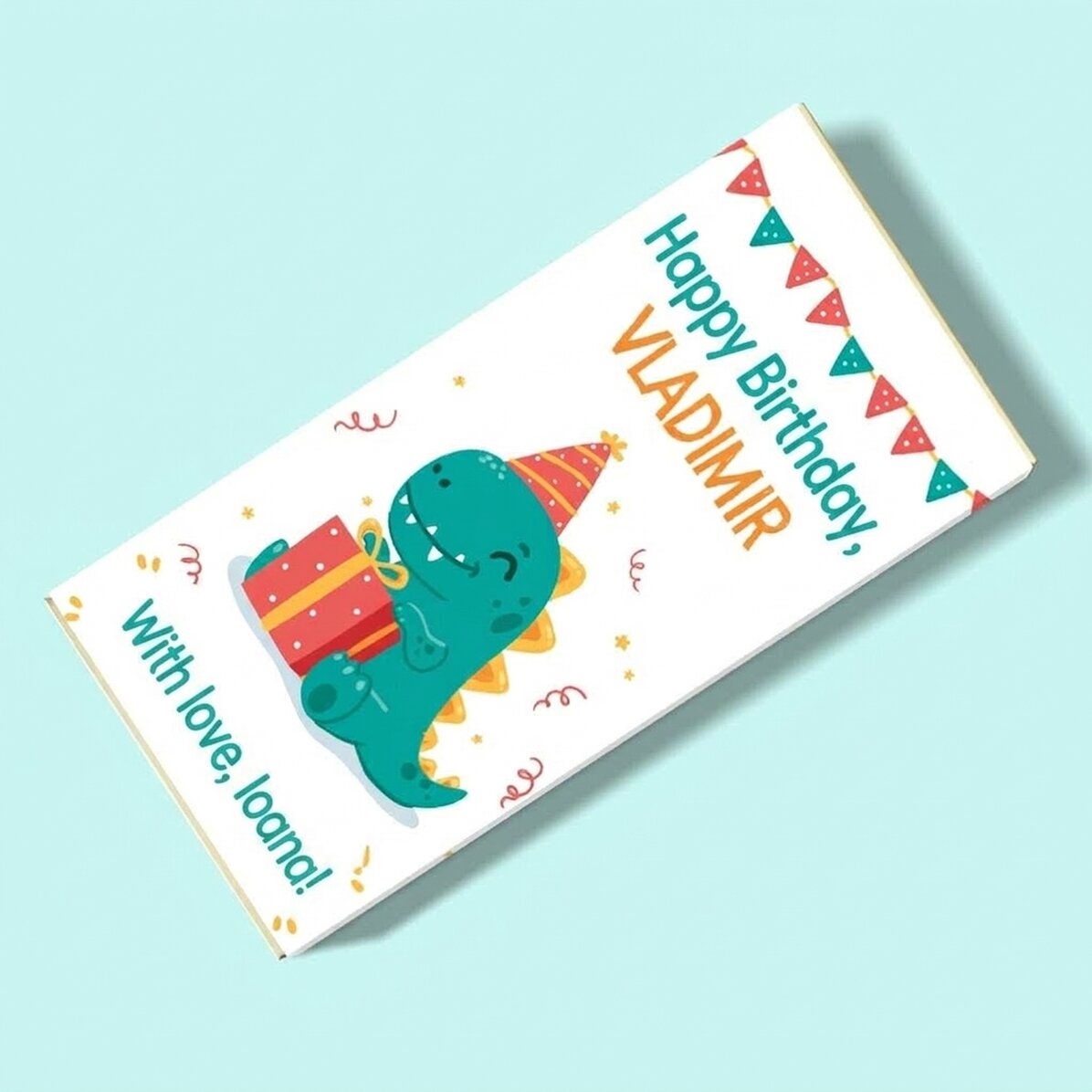Chocolate personalizado con mensaje - Happy Dino