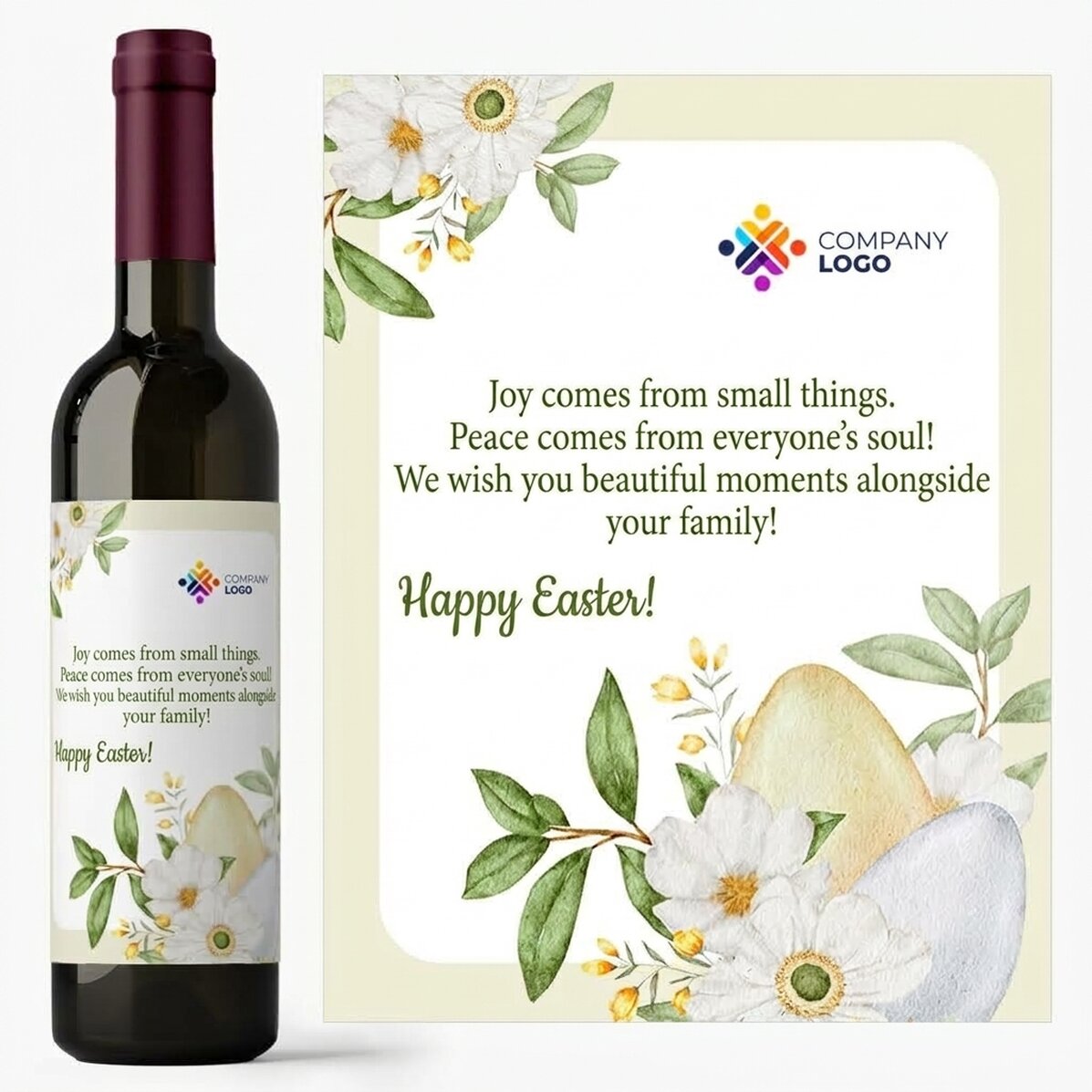 Vino personalizado con logotipo y mensaje - Pascua