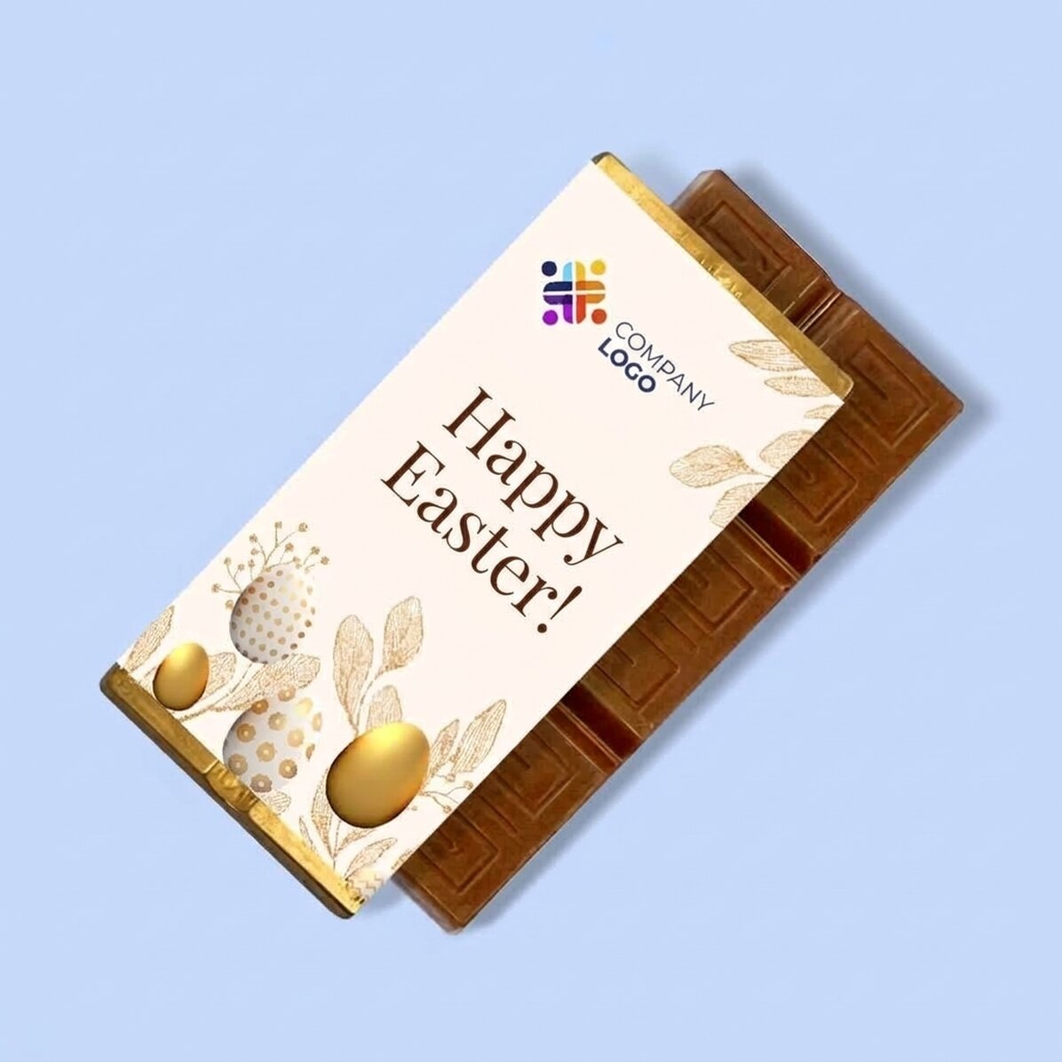 Mini tableta de chocolate personalizada con logotipo y mensaje - Gold Easter