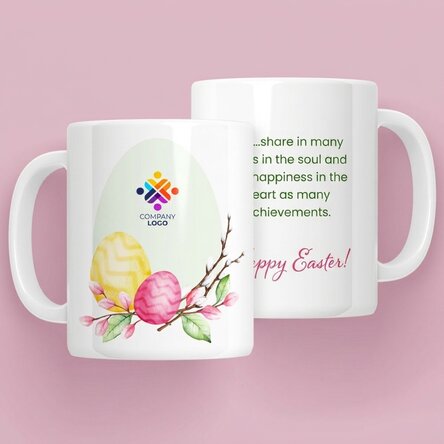 Personalised mug with logo and text - Happy Easter!
