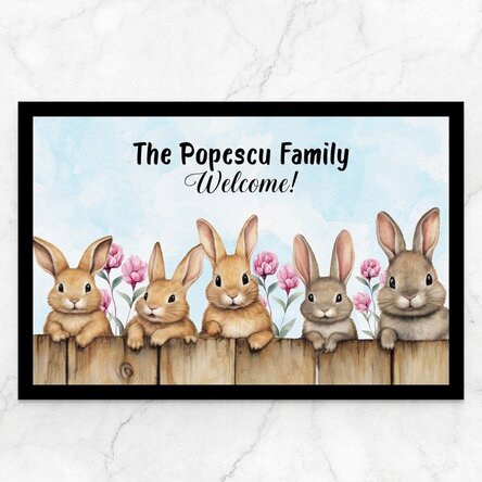 Personalised entrance mat with text - Easter bunnies