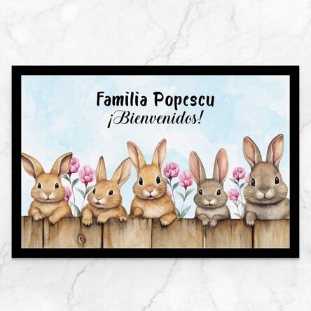 Felpudo de entrada personalizado con texto: «Conejitos de Pascua»