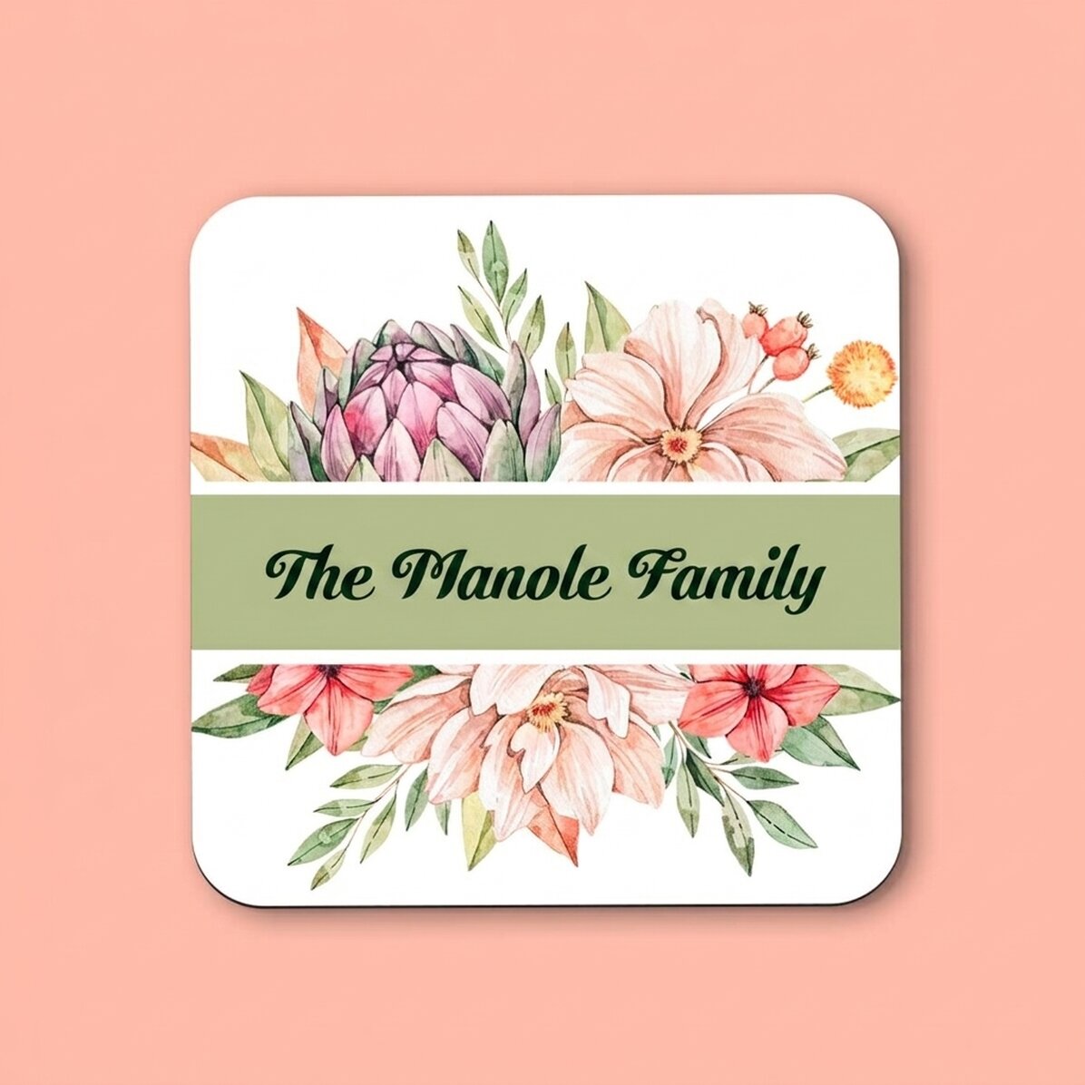 Portavasos personalizado con texto - Flowers