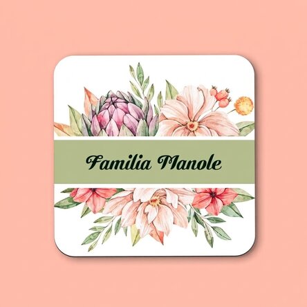 Posavasos personalizado con texto - Flowers
