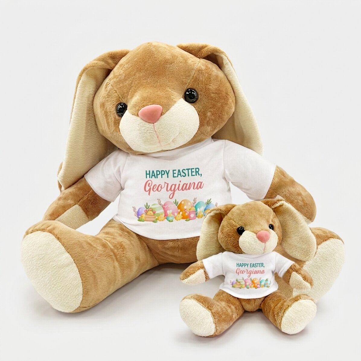 Conejito personalizado con mensaje: «Feliz Pascua»