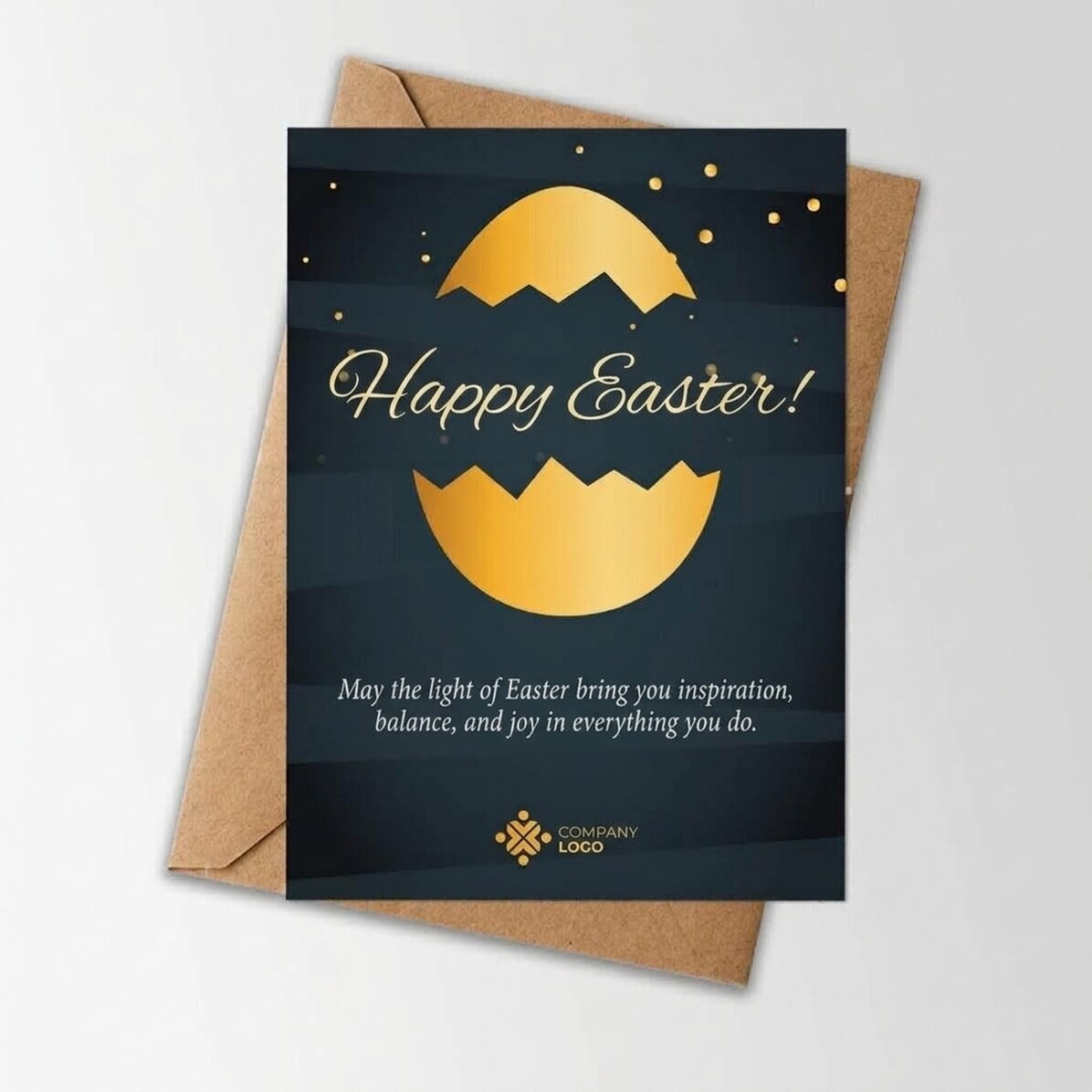 Tarjeta personalizada con logotipo y mensaje de Pascua - Elegante