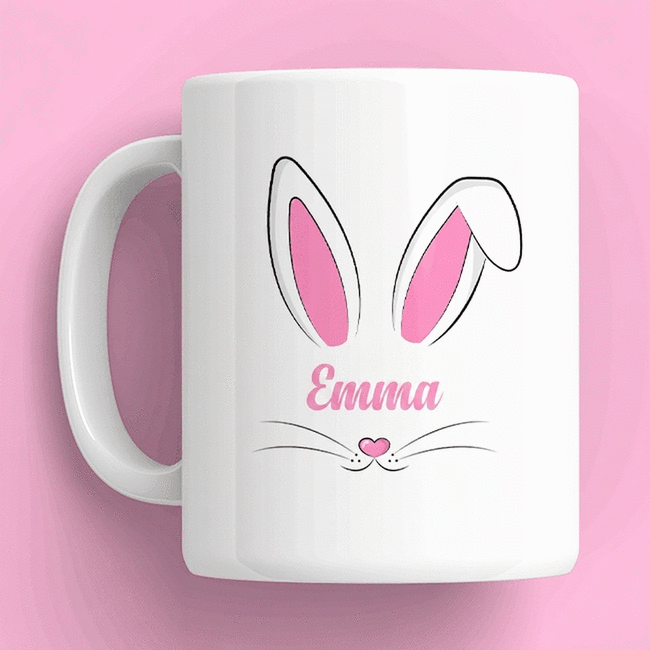 Taza personalizada con nombre y texto - Orejitas de conejo
