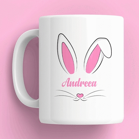 Taza personalizada con nombre y texto - Orejitas de conejo