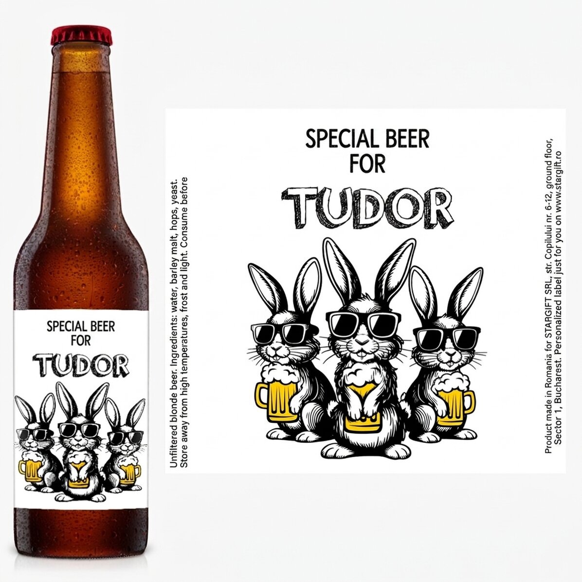 Cerveza personalizada con mensaje - Cool bunny