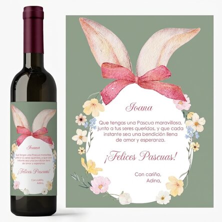 Vino personalizado con un mensaje de Pascua: ¡Feliz Pascua!