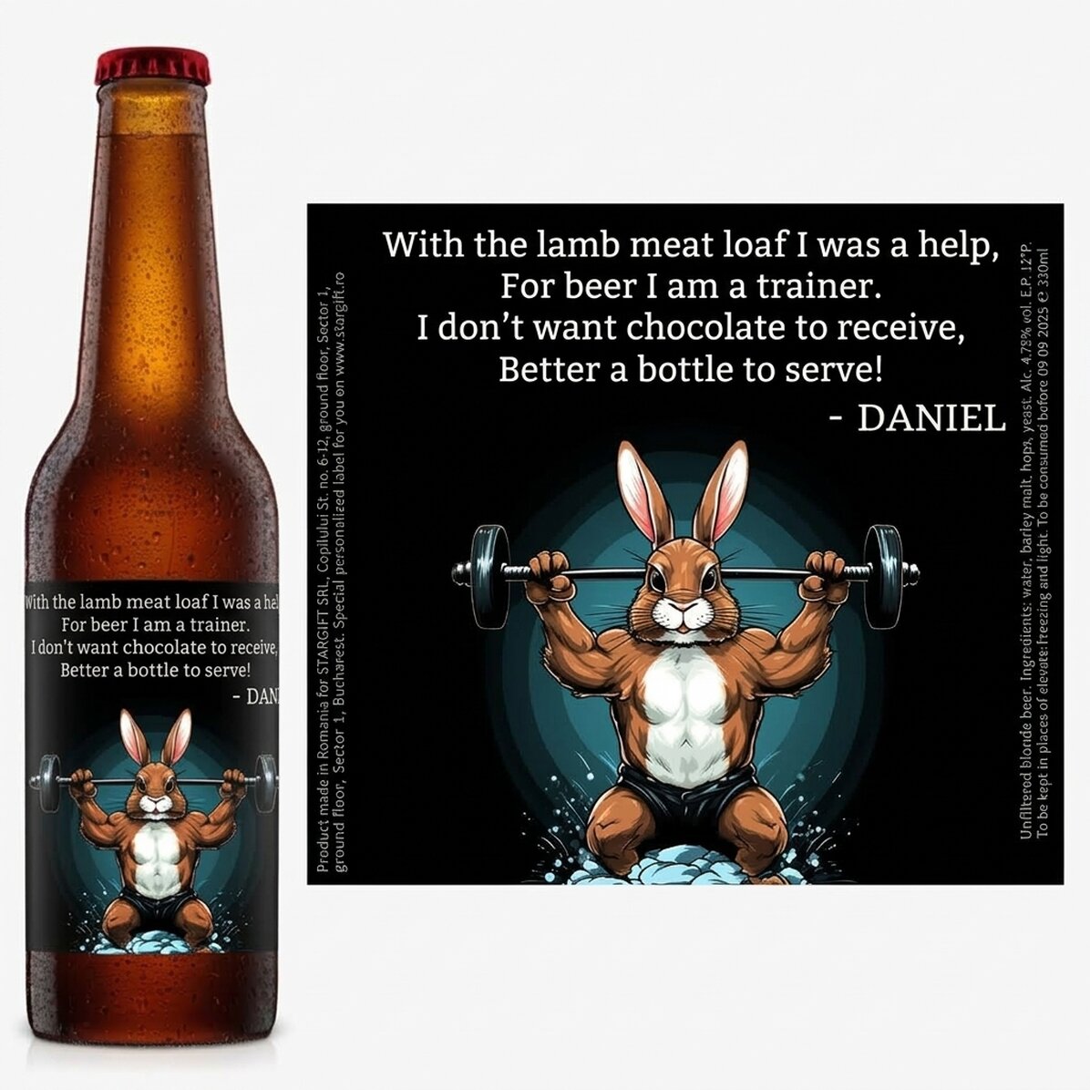 Cerveza personalizada con mensaje - Bunny power