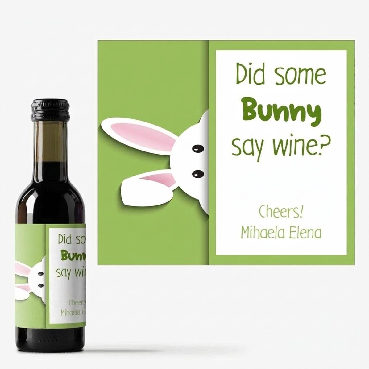 Mini botella de vino personalizada con mensaje - Bunny