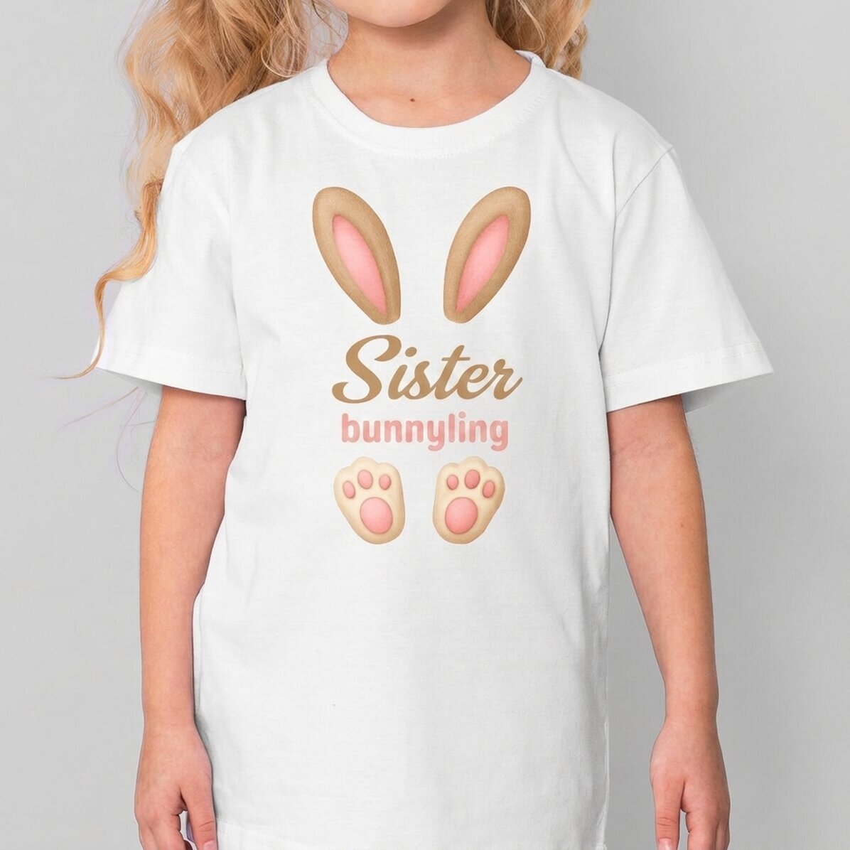 Camiseta de algodón para niños personalizada con texto - Orejitas de conejo