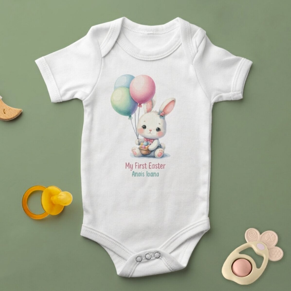 Body para niños personalizado con texto: «Mi primera Pascua»