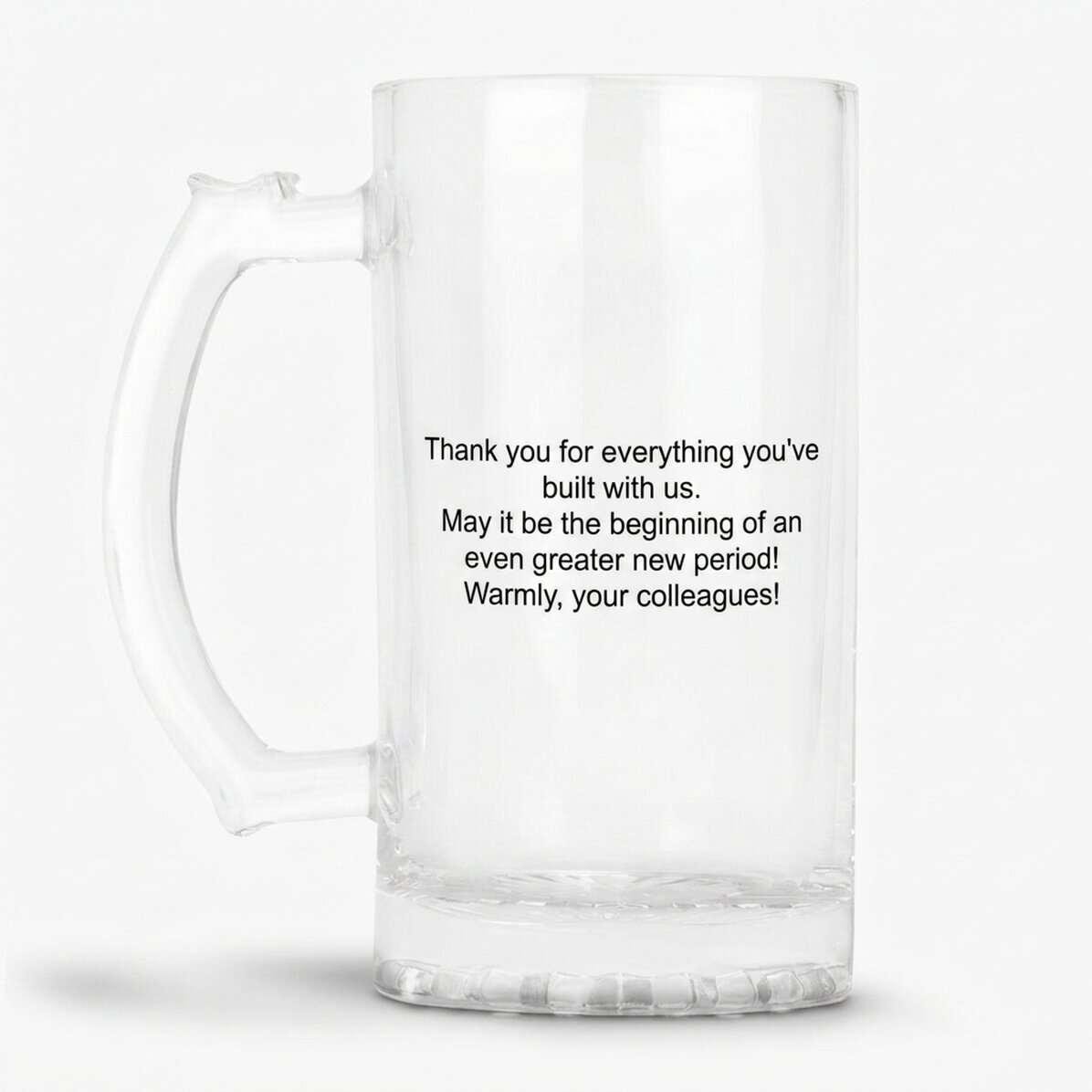 Jarra de cerveza personalizada con mensaje