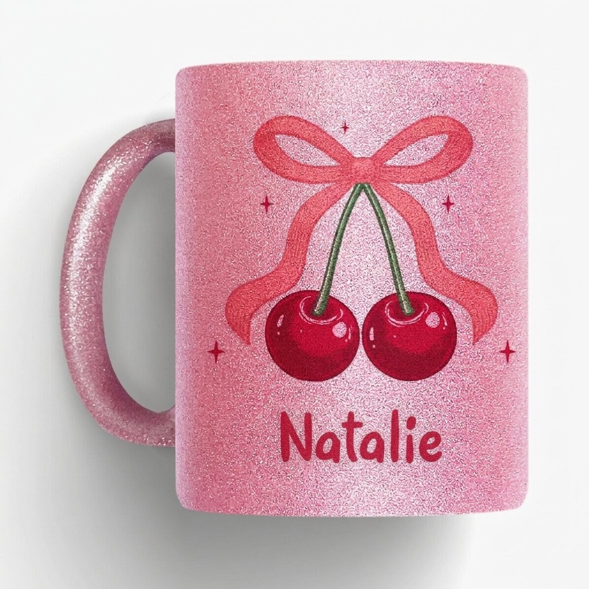 Taza con purpurina personalizada con texto - Cherry