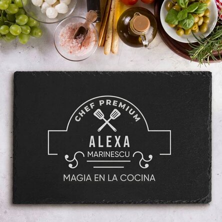 Placa de pizarra grabada y personalizada con texto - Premium Chef