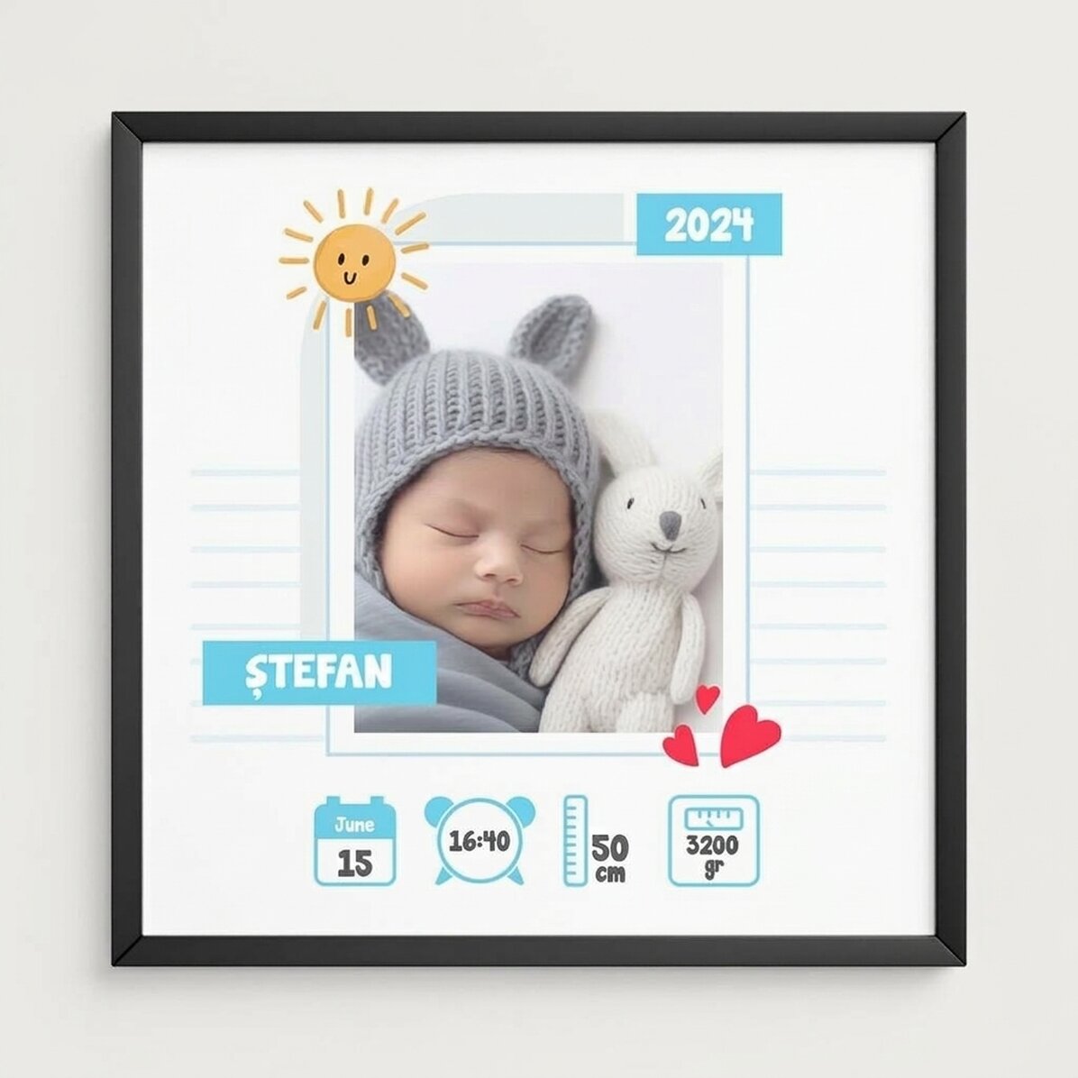 Cuadro personalizado con una foto y un mensaje - Hello, Baby