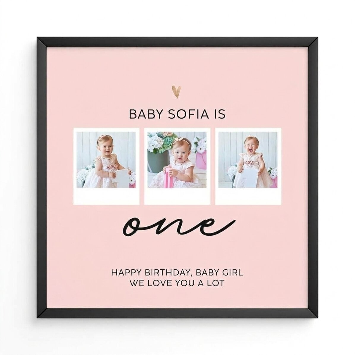 Cuadro personalizado con 3 fotos y un mensaje - Birthday baby