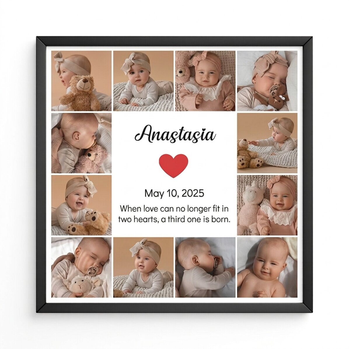 Cuadro personalizado con 12 fotos y texto - Recuerdos