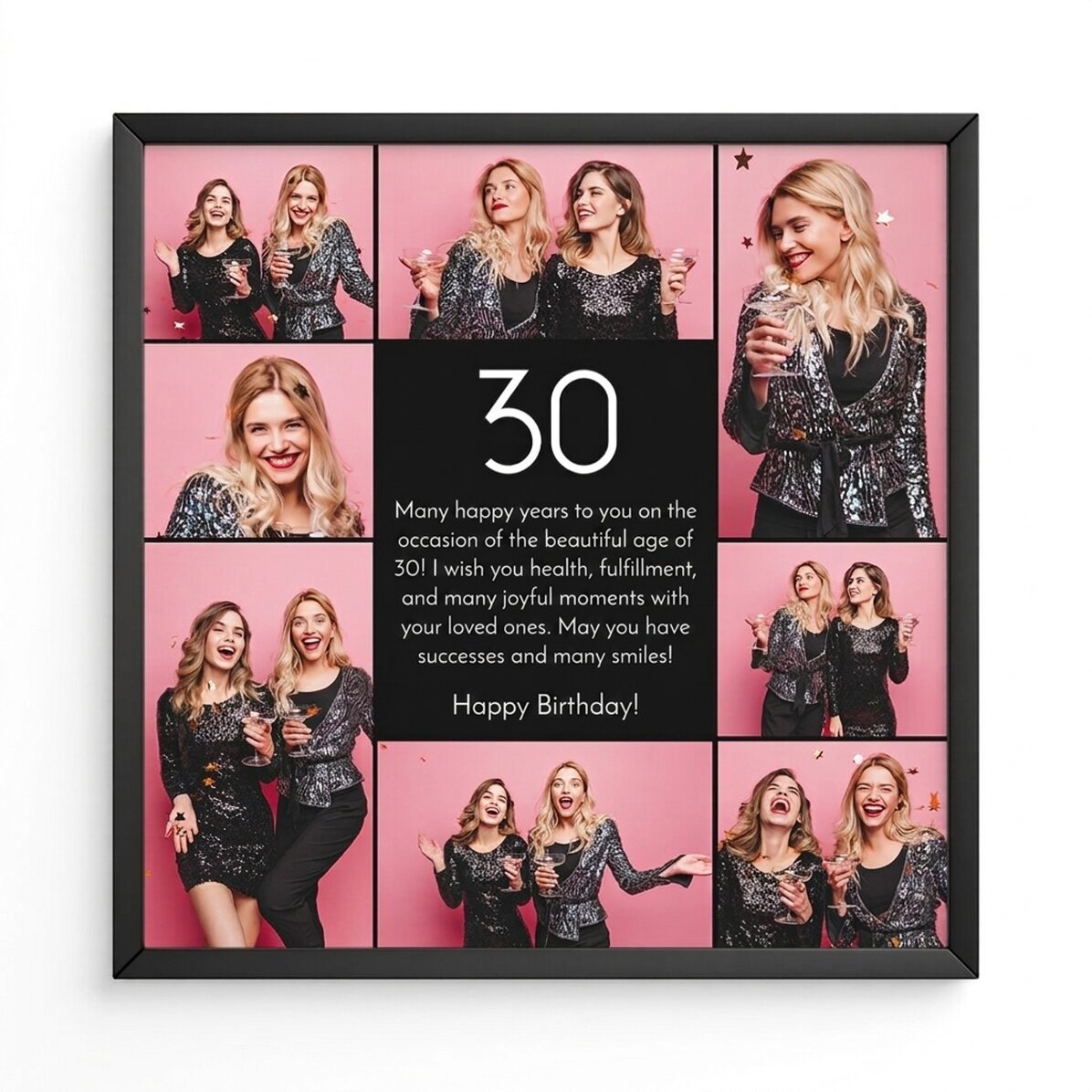 Cuadro personalizado con 8 fotos y texto - Feliz cumpleaños