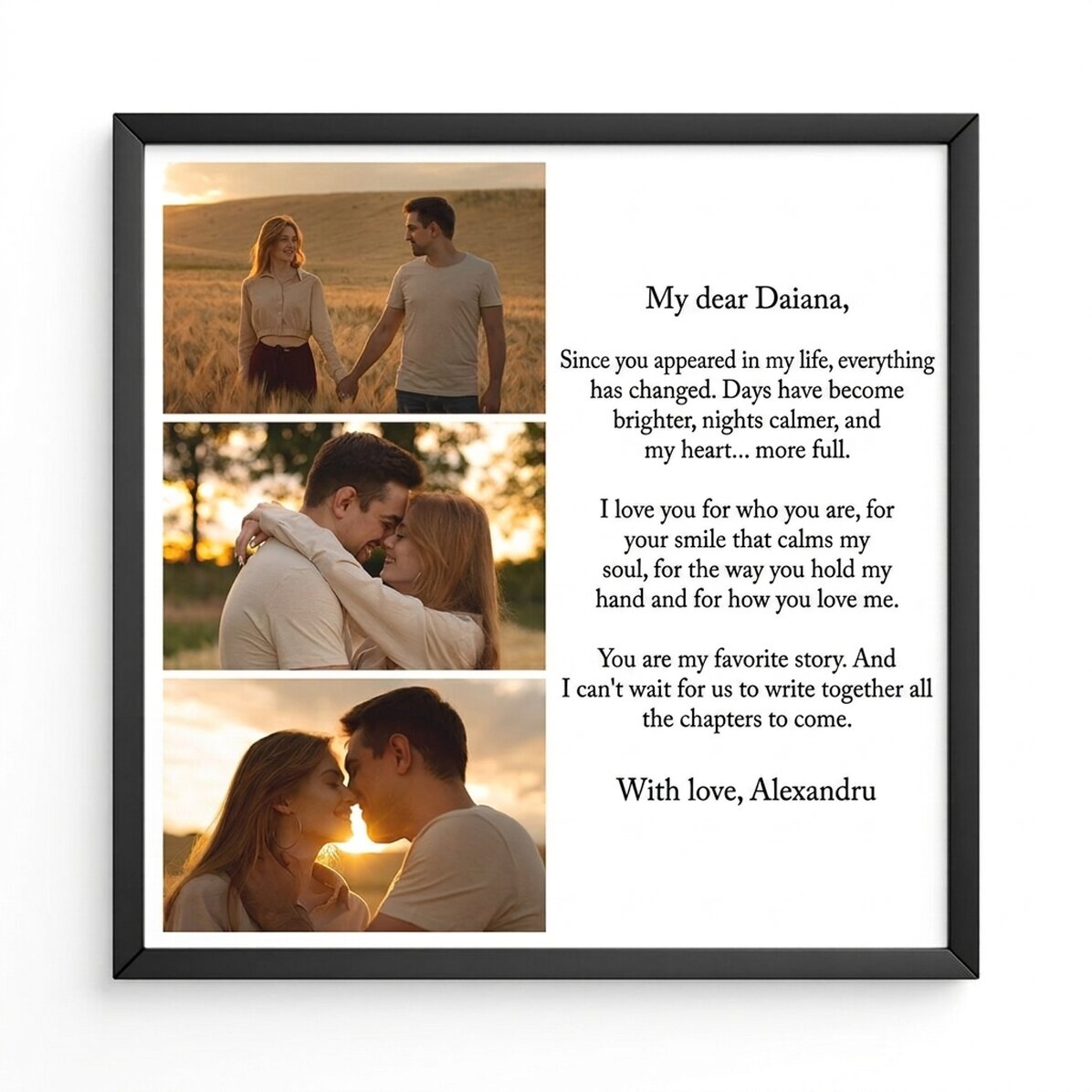 Cuadro personalizado con 3 fotos y texto