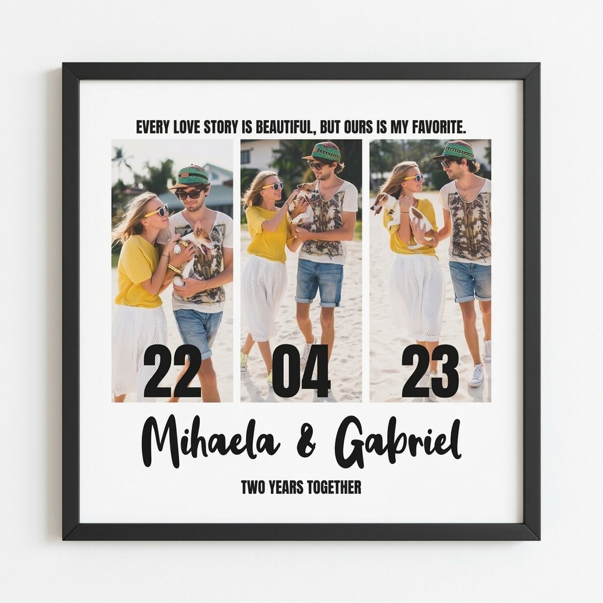 Cuadro personalizado con 3 fotos y texto - Nuestra historia