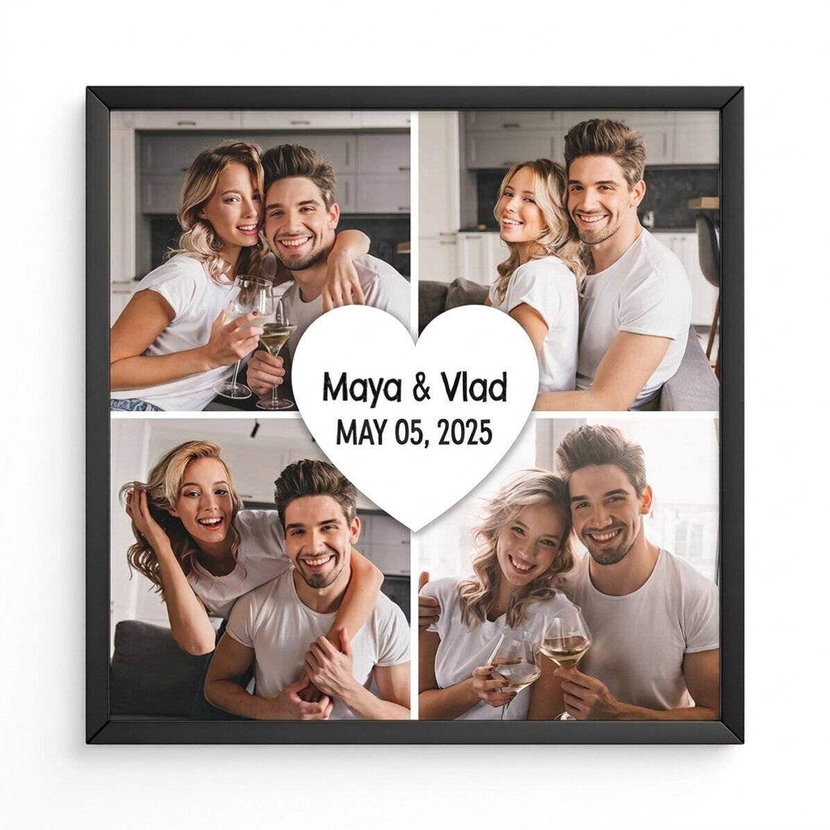 Cuadro personalizado con 4 fotos y texto - Love