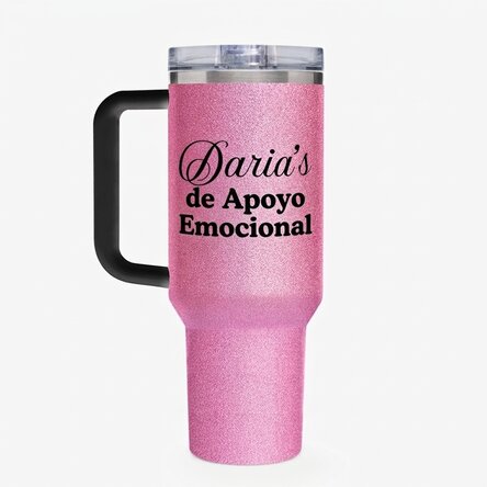Taza termo con asa y pajita personalizada - Emotional Support