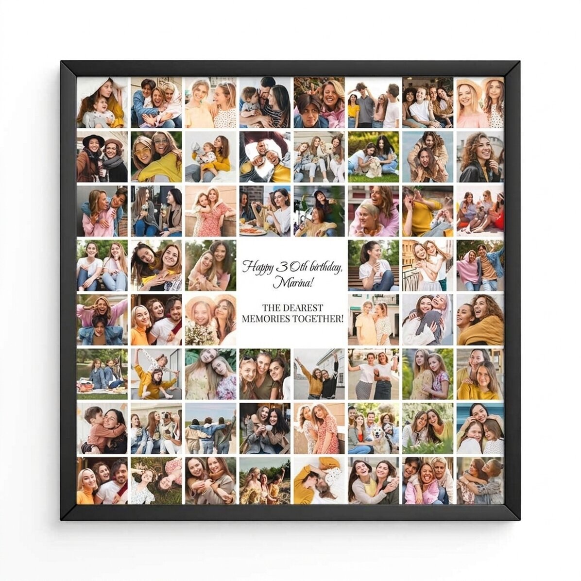 Cuadro personalizado con 60 fotos y un mensaje