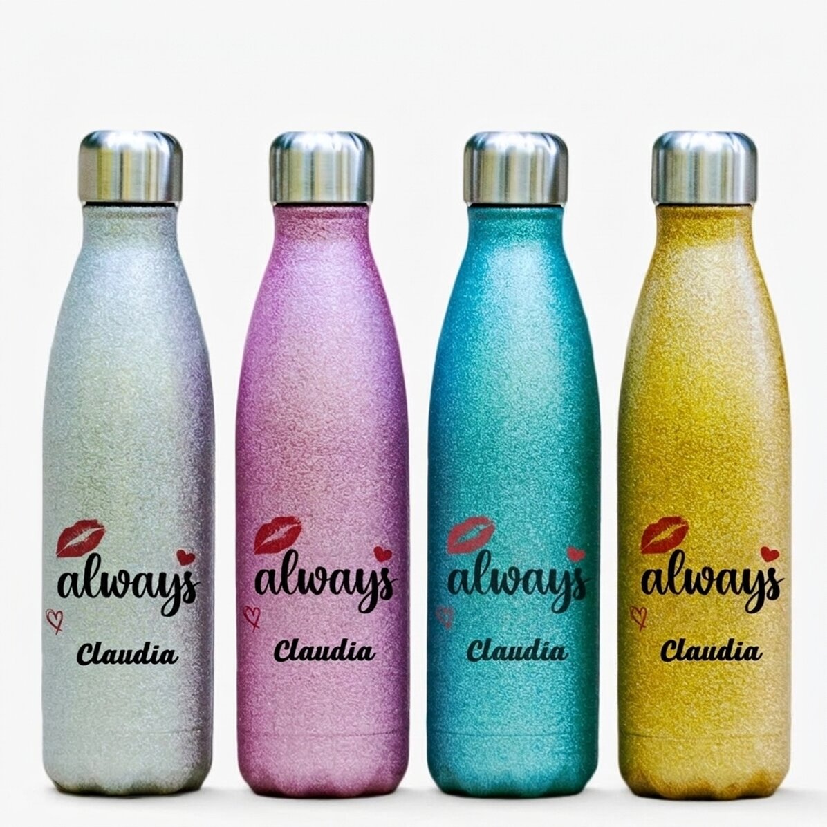 Termo con purpurina personalizado con nombre - Mrs. Always Right