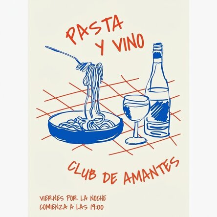 Cartel «Pasta & Wine»