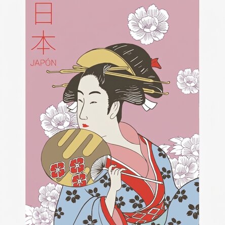 Póster de una geisha