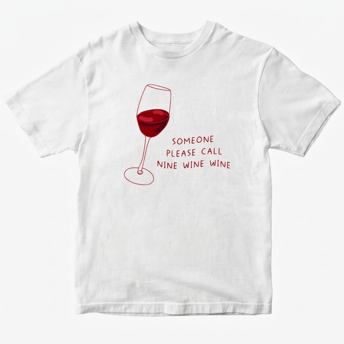 Camiseta de algodón personalizada con texto - Call Nine Wine Wine