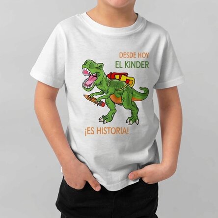 Camiseta de algodón para niños personalizada con el texto: «¡La guardería ya es historia!»
