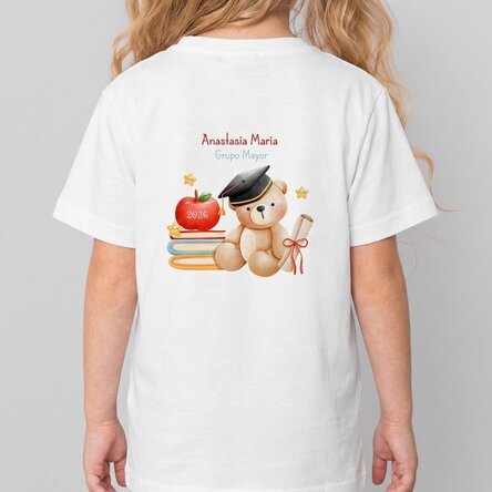 Camiseta de algodón para niños personalizada con texto - Osito graduado