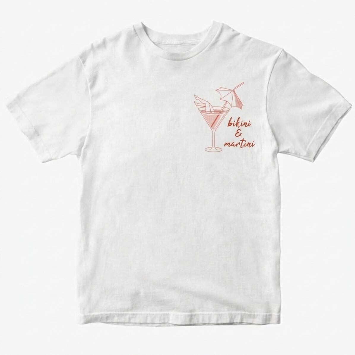 Camiseta de algodón personalizada con texto - Bikini & Martini