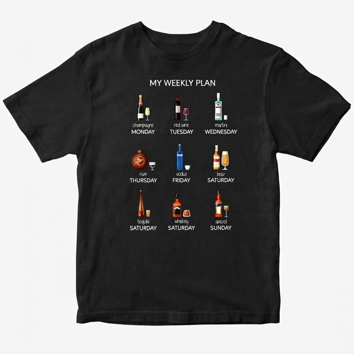 Camiseta de algodón personalizada con texto - Mi plan semanal