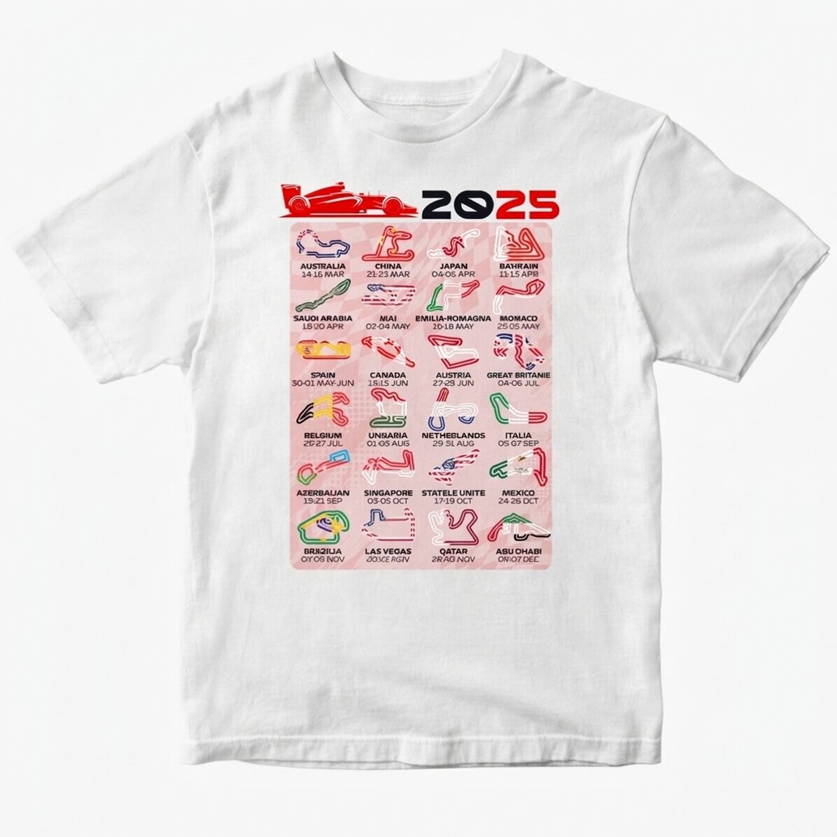 Camiseta de algodón personalizada con texto - Fórmula 1 2025