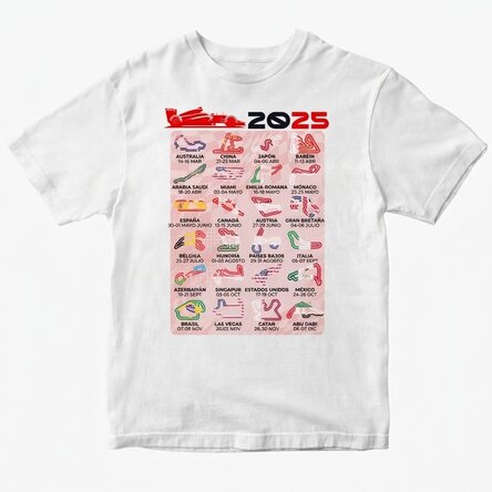 Camiseta de algodón personalizada con texto - Fórmula 1 2025