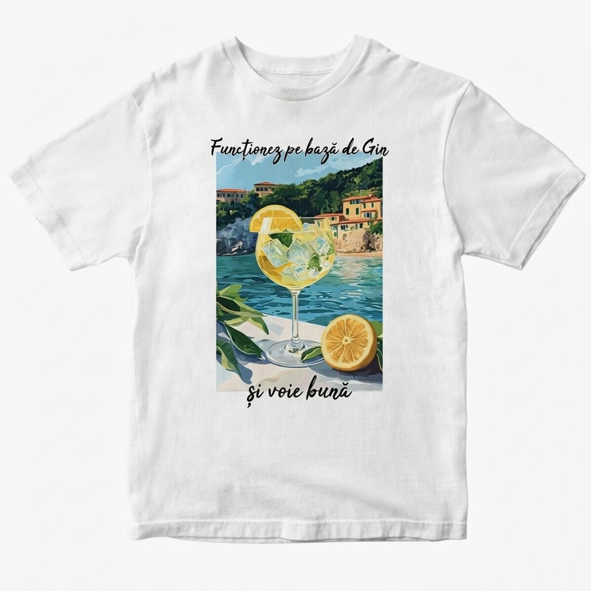 Camiseta de algodón personalizada con texto - Running on Gin
