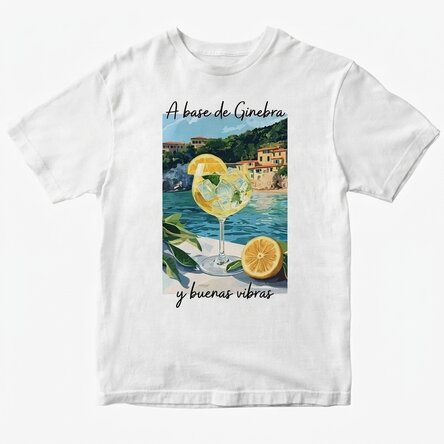 Camiseta de algodón personalizada con texto - Running on Gin