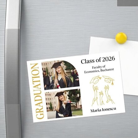 15x10 cm magnet personalised with 2 photos and text - Graduation